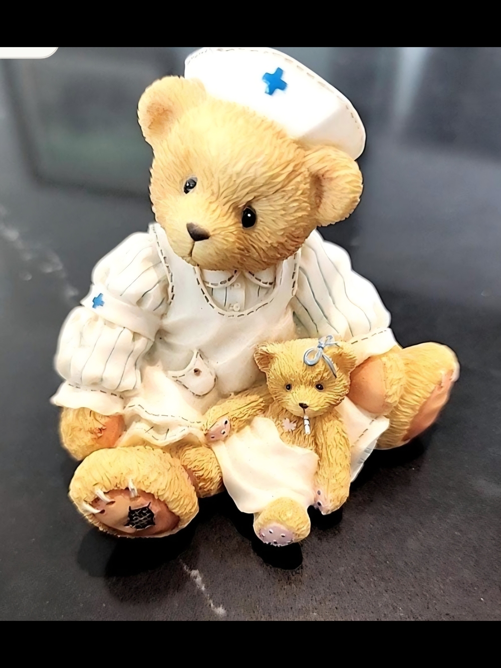 Cherished Teddies Nurse Bear Figurine in Cream and Brown with Blue Accents